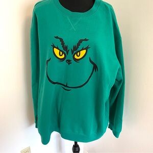 Festive Christmas Dr Seuss Green Grinch Face Sweatshirt